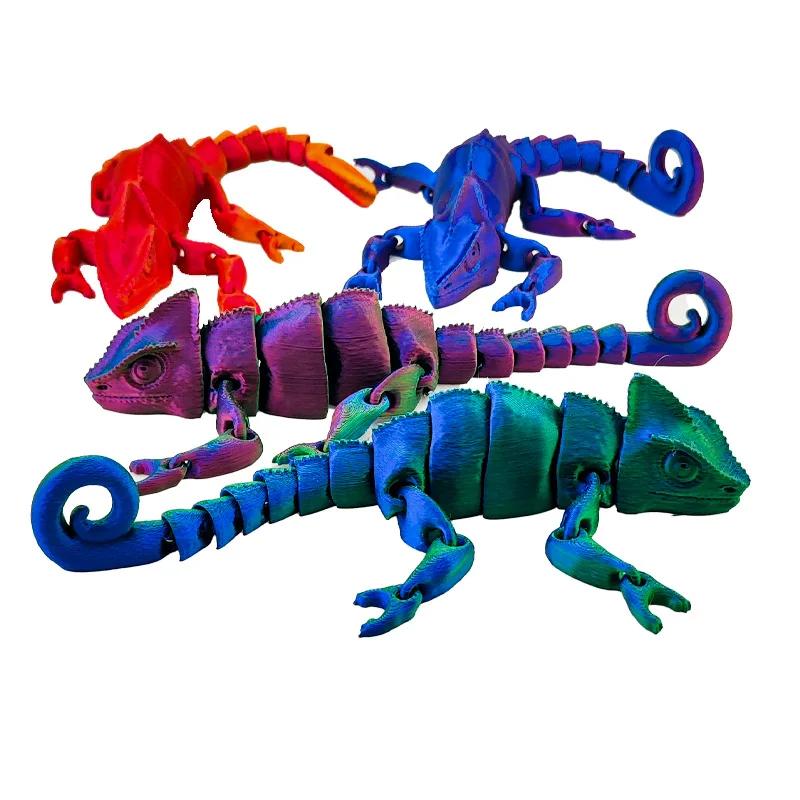 Модные 3D-печатные фигурки дракона-хамелеона, многосуставные подвижные симуляции для домашних аксессуаров, детский подарок, украшение комнаты