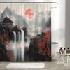 1pc Chinese Style Landscape Shower Curtain, Polyester, Serene Mountain & Waterfall Design, Easy-Care All-Season Bath Decor