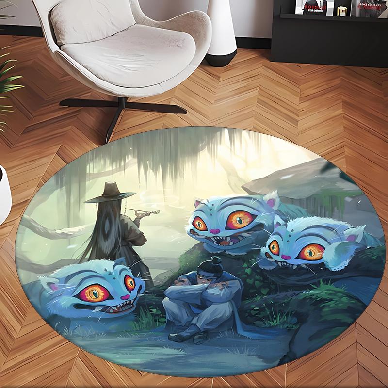 Derpy Tiger (14) Round Office Rug Decorative Floor Rug for Office Bedroom Living Room and Home Space