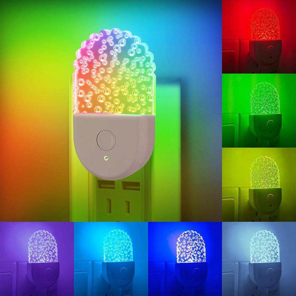 RGB Plug In Night Light Color Changing LED Nightlight for Kids Living Room Bedroom Bedside Lamp