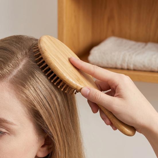 Bamboo Air Cushion Brush Men Women Scalp Massage Hair Comb Anti-static Portable Fluffy Hair Styling Detangling Paddle Brush