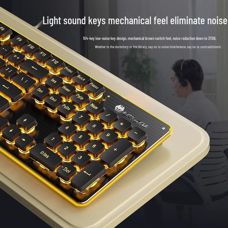 Langtu Silent Wired Mechanical Keyboard and Mouse Set for Office Use - Men & Women