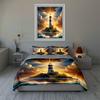 Lighthouse Sunset Scenery. Bedding Duvet Cover Sets Duvet Covers Pillowcases Gifts (1 * Duvet Cover 2 * Pillowcases, Without Duvet Insert)