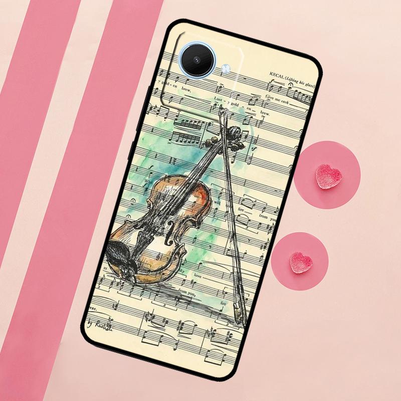 Violin Piano For Realme 10 11 12 13 14 Pro Plus C55 C71 C75 C67 C63 C61 C53 C35 C65 GT6 GT7 15 Pro Case