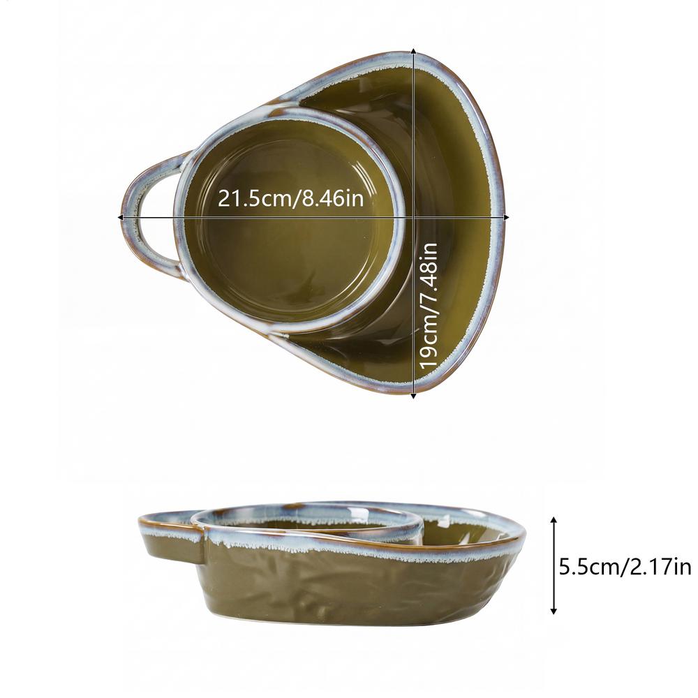 

Divided Cereal Bowl 2 Pieces Ceramic Divided Anti-Soggy Dishes Large Cereal Bowls For Kids Adults Party School Lunch Picnic Work синій