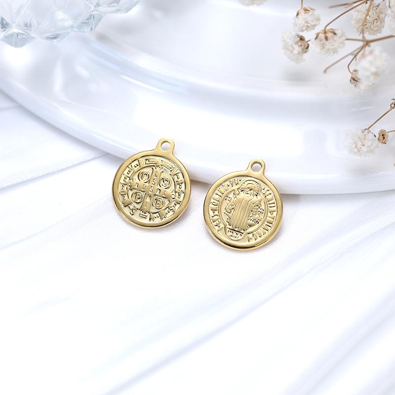 Luxury European & American Retro Roman Coin Charm Pendant for DIY Bracelets & Necklaces - Stainless Steel Jewelry Accessory