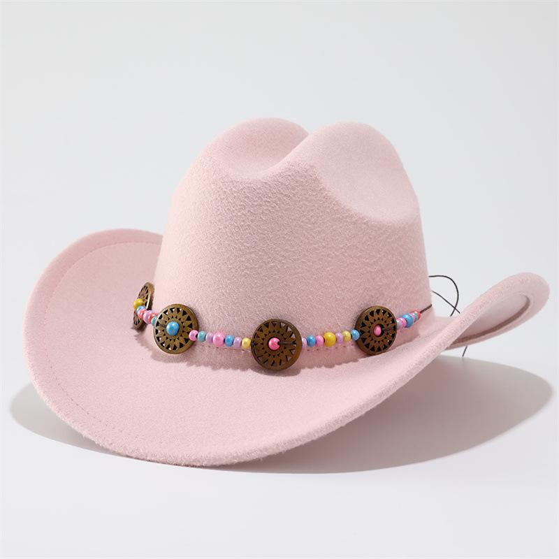 Vintage Western Cowboy Hat Ethnic Curled Top Hat Jazz Hat Travel Vacation Sun Hat Men and Women