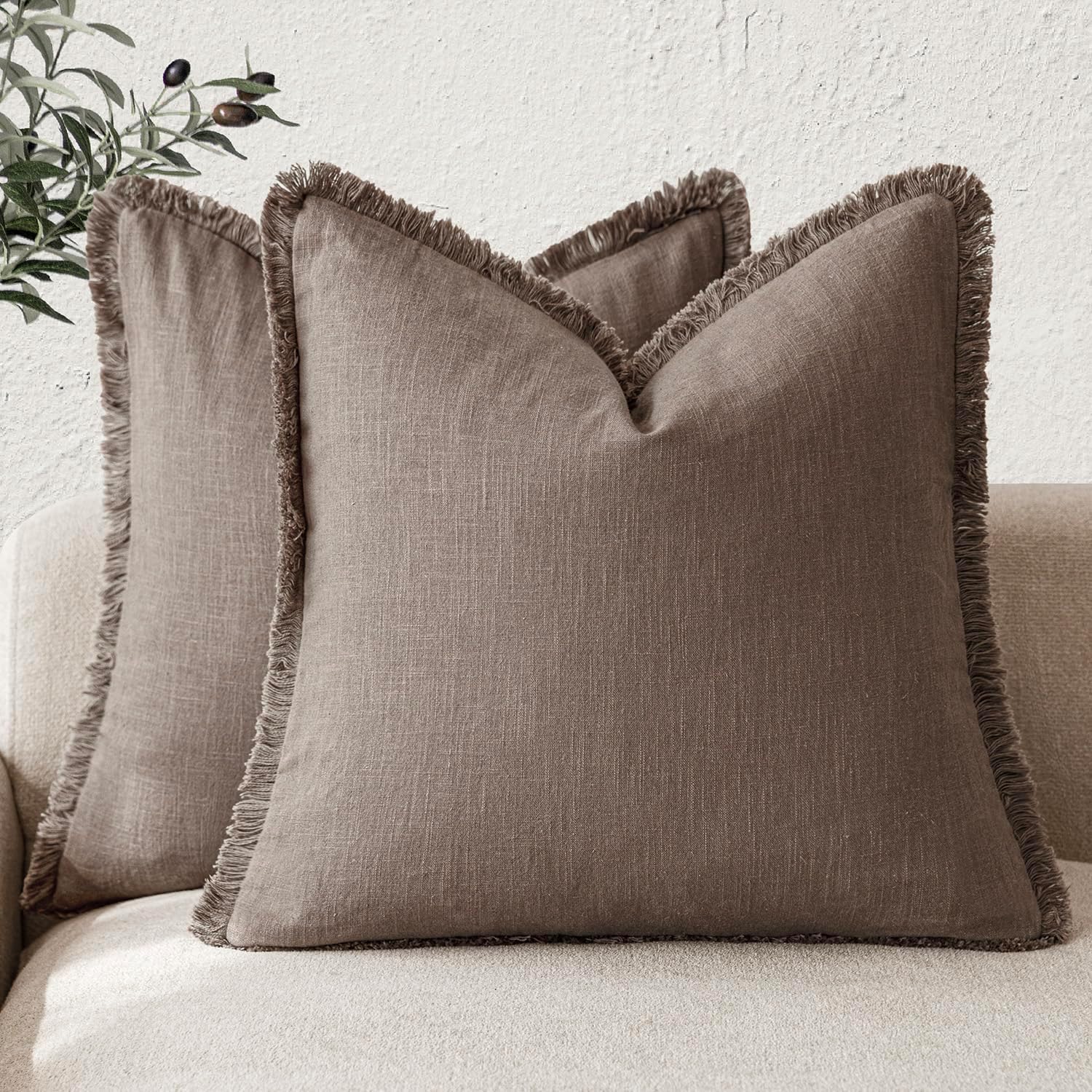 Decoratieve Linnen Franje Kussensloop Boheemse Boerderij Kussenhoes met Franje Woonkamer Bank Bed Stoel 45X45Cm Bruin 30x50cm