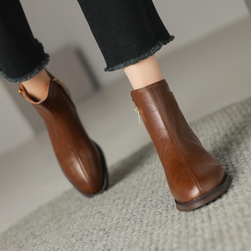 Fashion 2024 New Autumn Winter Women Boot Fashion Short Boots Round Toe Chunky Shoes for Women Chelsea Cowboy Boots Ankle Boots