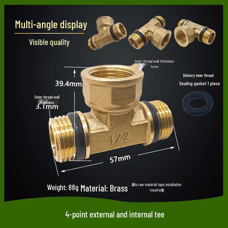 Copper Union with Inner/Outer Threads, Double Inner Thread Water Heater Connector Tee/Elbow Nipple, 46mm & 1" Thread, Different Diameters.