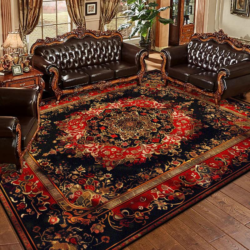 Persian Retro Living Room Carpet Decoration Home Thickened Flannel Sofa Area Rugs Bedroom Tatami Non-slip Floor Mat Household
