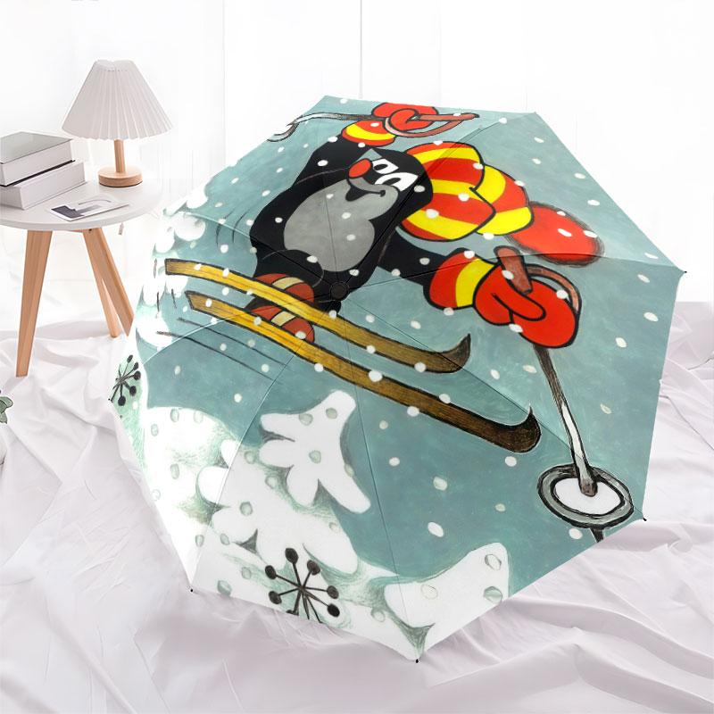 Krtek pattern, automatic folding umbrella, portable and foldable design, 8 ribs, a Christmas or birthday gift.