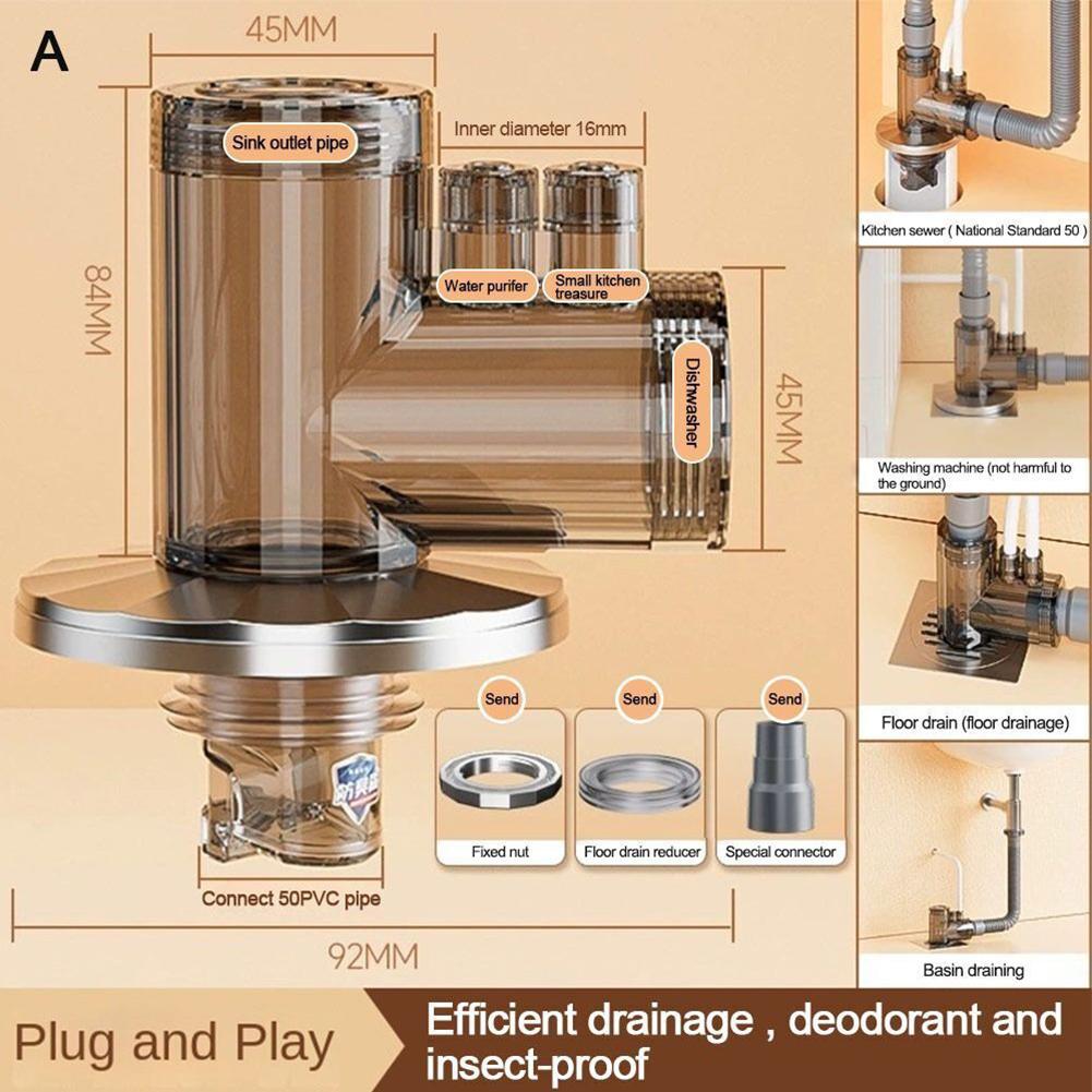 50/75mm Kitchen Sink Drain Connector Kit, Universal Drainage Pipe Installation Set For Home & Kitchen Use, Easy Plumbing