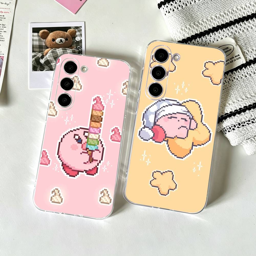 Cartoon Pink Pixel K-Kirbys-KK Phone Case For SamsungA10,12,20,21S,30,31,40,50,51,52,70,71 Transparent Cover
