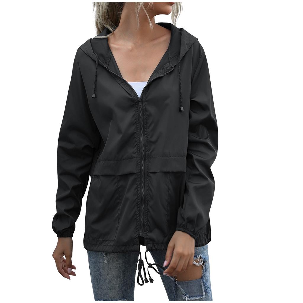 Women's Fashion Casual Solid Color Waterproof Outdoor Hiking Short Jacket