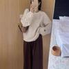 Women's Korean Style Soft Knit Round Neck Pullover - Autumn/Winter Loose Fit Sweater