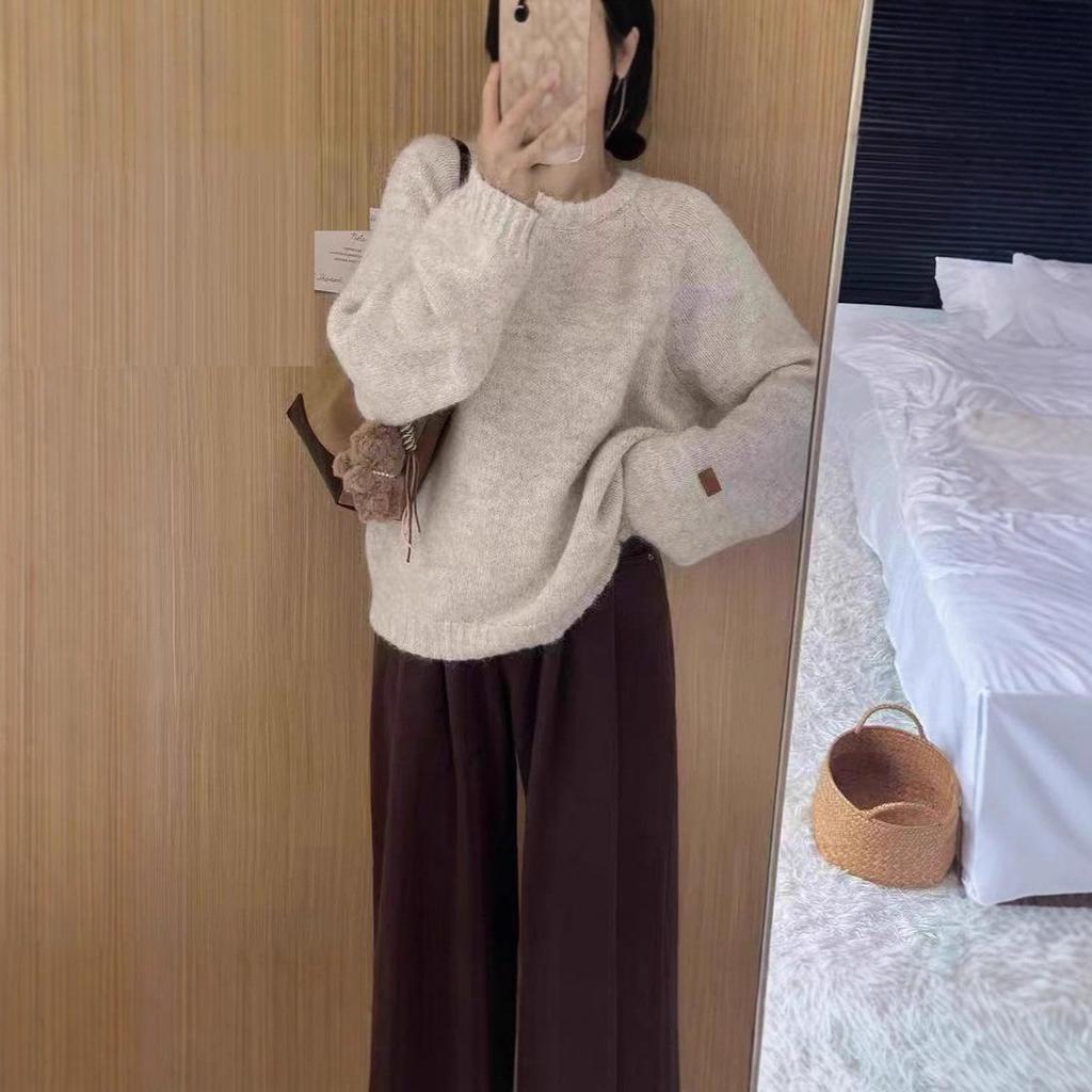 Women's Korean Style Soft Knit Round Neck Pullover - Autumn/Winter Loose Fit Sweater