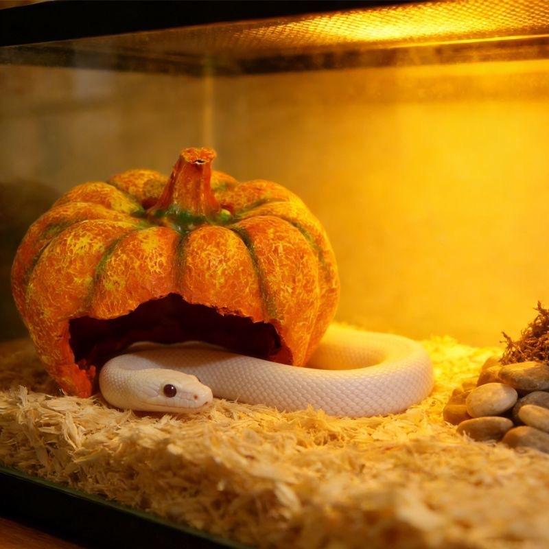 1 Stück Leopardgecko Kornnatter Eidechse Lebensraum Reptilien Versteck Harz/PVC Kürbis Höhle Anti-Rutsch Boden Für Terrarium Dekor
