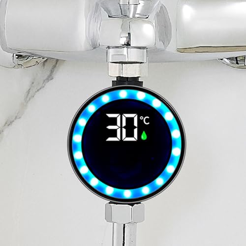 Thermomètre de douche avec affichage numérique LED, Moniteur de température de salle de bain étanche pour pommeau de douche, Robinet et Baignoire