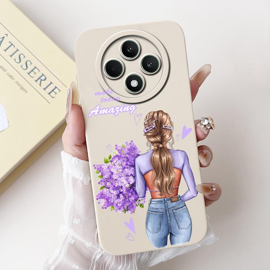 For OPPO Reno 12F 5G Case 2024 Fashion Pretty Girls Soft Liquid Silicone Shockproof Cover For OPPO Reno12 F 4G Reno 12 FS Bumper