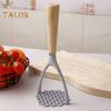 Stainless Steel Potato Press Masher with Wooden Handle Lightweight Rust-proof Kitchen Tool for Mashing Vegetables Fruits Beans