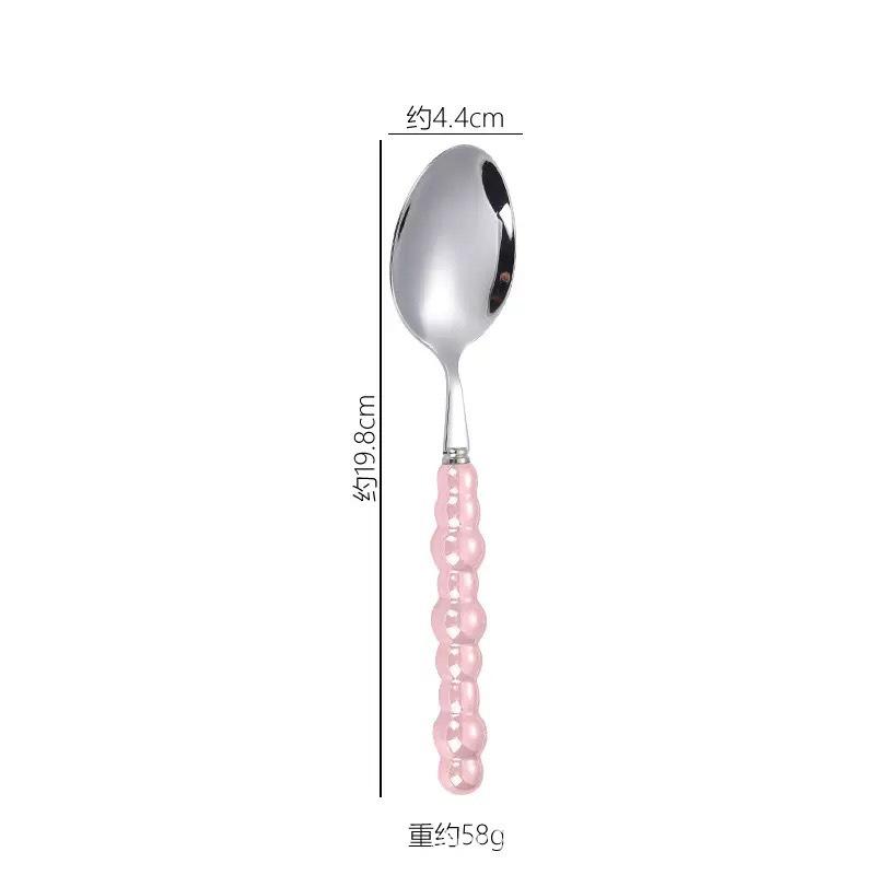 Light luxury Pearl Byen cutlery spoon High appearance level ceramic handle cutlery Steak cutlery Dessert cake fork 1PC