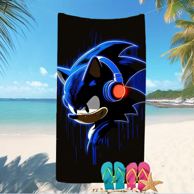 Beach Towel with Sonic the Hedgehog Pattern - Soft,absorbent,machine Washable Lightweight&Modern,swimming,Travel Essentials