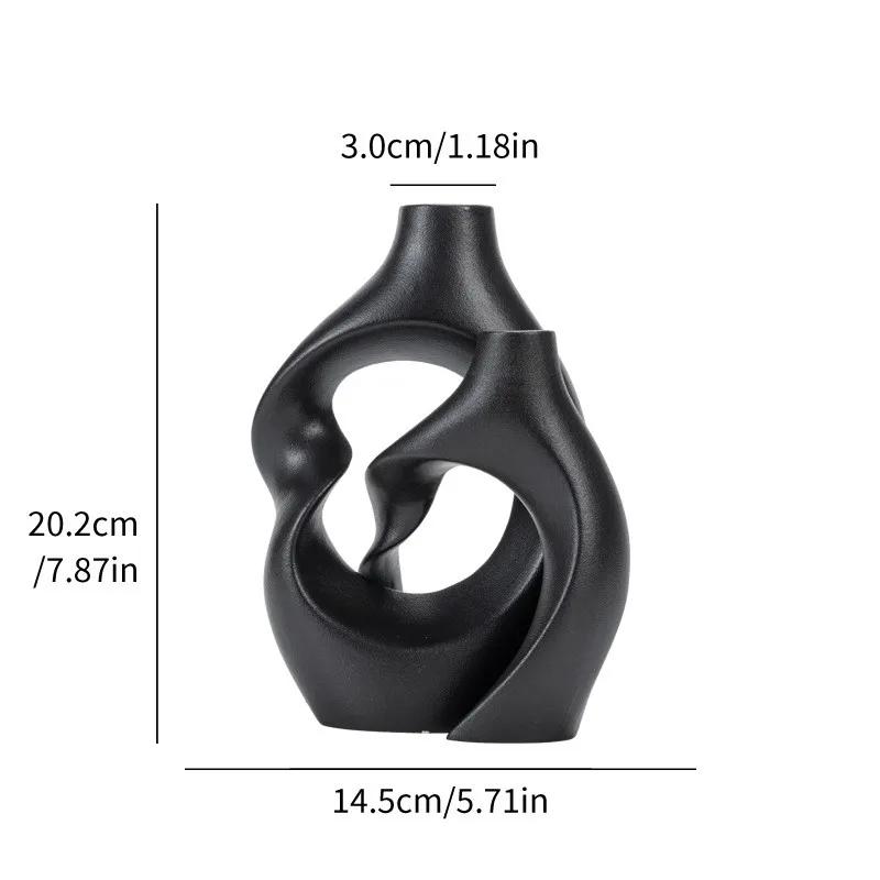 2-piece Set of Ceramic Vases, Hollowed Out Twisted Art Vases, Living Room Flower Arrangement, Room Aesthetic Decoration