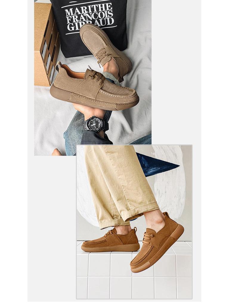 Men's Frosted Casual Wide Toe Breathable Loafers - Deodorant Pigskin Lining