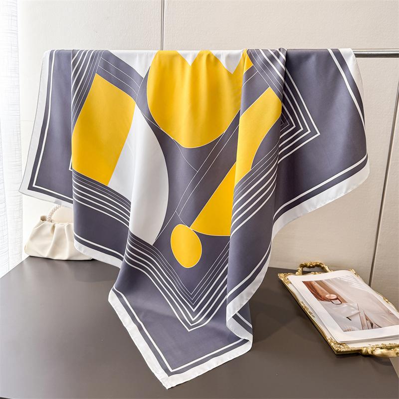 

Twill Silk Women Scarf Square Foulard Lady s Neck Hair Scarves Luxury Design Stripe Printed Head Kerchief Fashion Girl Scarfs 90x90 cm