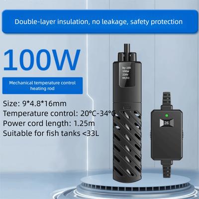 Quartz Glass Aquarium Submersible Heater Adjustable 30w-100w Fish Tank Heating Rod Constant Temperature Control Low Water Level
