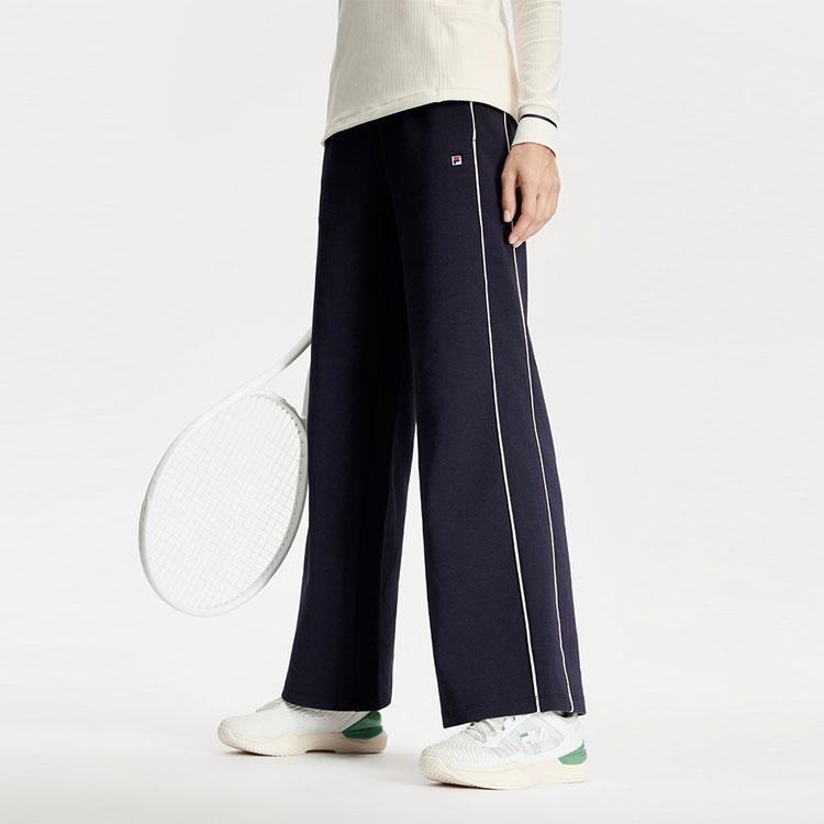 FILA Color Block Simple Loose Retro Sports Tennis Casual Pants Women Bottoms Royal-Blue A11W413605FNV