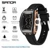 SANDA Men's Multifunctional Dual Time Waterproof Sport Watch - Fashion Tonneau Shape with Snooze Feature