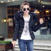 Women Short Medium Length Down Jacket Winter Warm Stand Collar Solid Color Casual Outerwear Coat