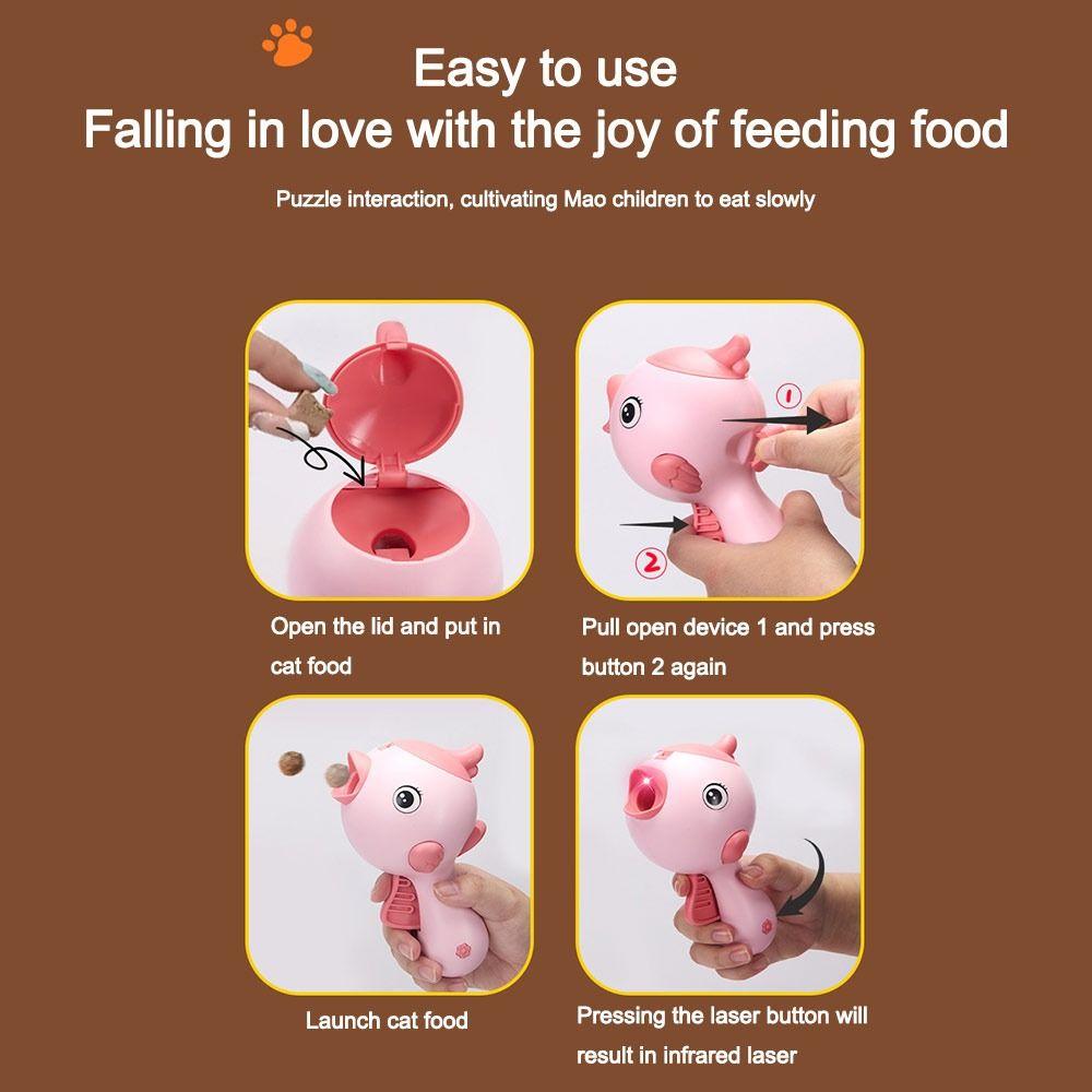 Interactive Cat Treat Launcher Infrared Laser Bird Shape Cat Food Thrower Cat Toy Pet Feeding Toys