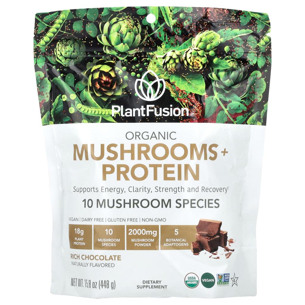 Organic Mushroom + Protein, Rich Chocolate, 448G(15.8Oz)