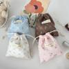 Corduroy Drawstring Bag Mini Cute Drawstring Makeup Bag Printed Small Handbag Portable Large Travel Organizers Dustproof Bag