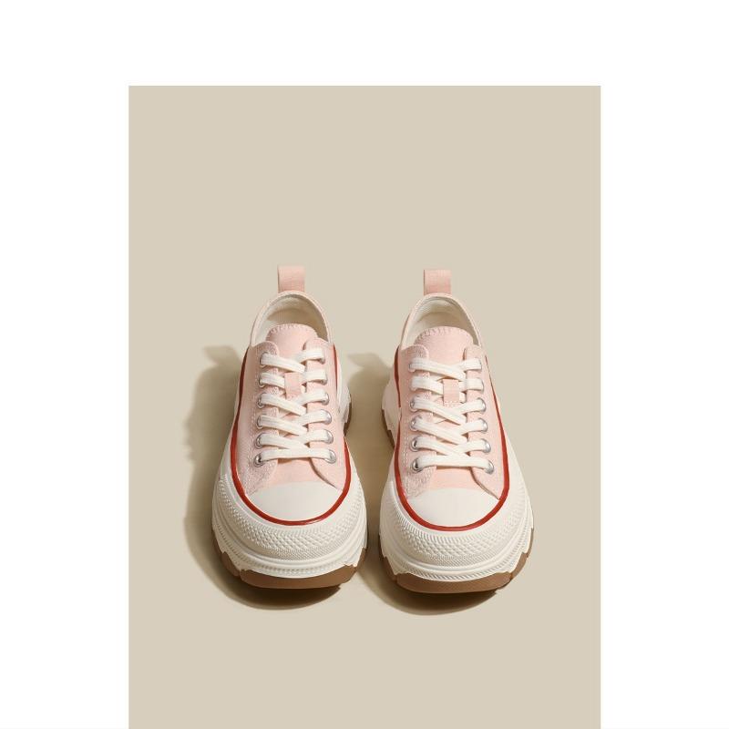 Tide canvas shoes thick sole wavy bottom low top heightening big head versatile casual sports shoes little white shoes women