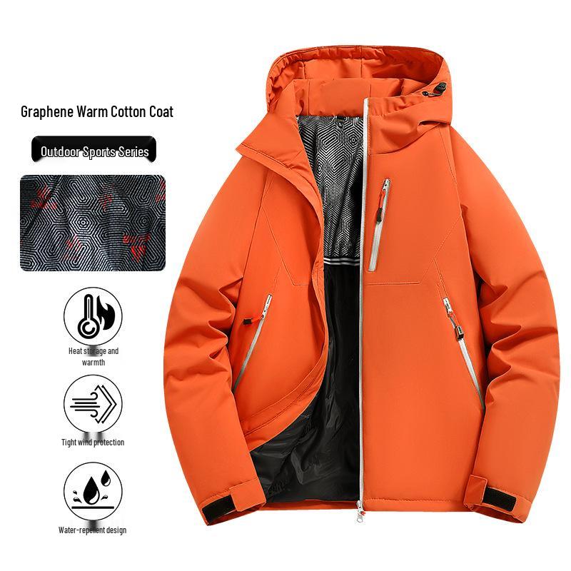 2025 Graphene-Infused Warm Cotton Jacket - Casual, Loose, Windproof, Outdoor Skiing Apparel for Couples