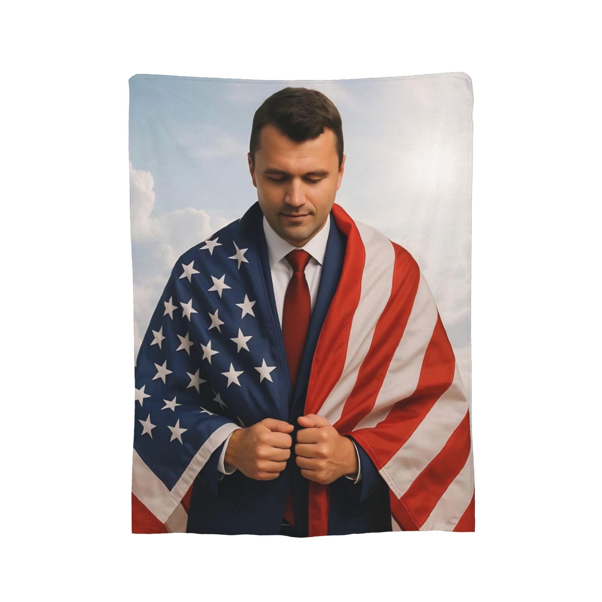 

Плед Charlie Kirk с американским флагом, флисовый, для всех сезонов, многофункциональный, ультрамягкий плед-покрывало для дома, спальни, кровати 30x40in