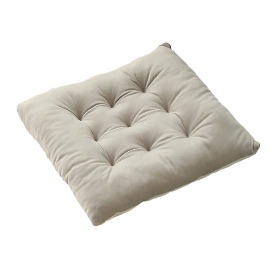 Decorative Contrast Edging Seat Pad Square Chair Cushion, Soft Plush Cushion with Straps, 15.75" x High Resilience Tatami Non Slip for Dining