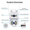 New EU 8MP 4K WIFI IP Camera PTZ Dual Lens with Dual Screen Ai Human Detect Night Vision Outdoor Wifi Surveillance Camera ICsee CCTV Video