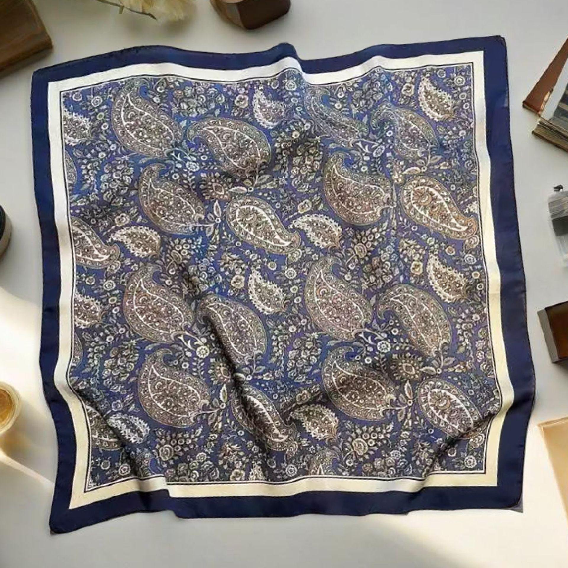 

Cashew Flower Small Square Scarf Tied Bag Silk Scarf Women S Spring, Autumn And Winter Temperament Mother Scarf Neck Protection Scarf Neck Scarf 70 68-70cm