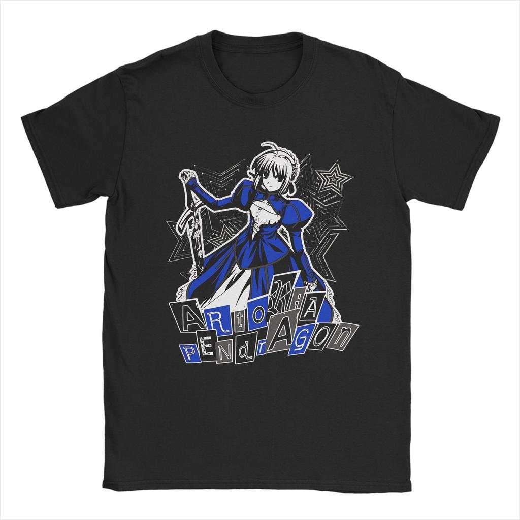 Saber Arthur Pendragon Fate Stay Night Tshirts Men Cotton Tops Novelty Round Neck Short Sleeve