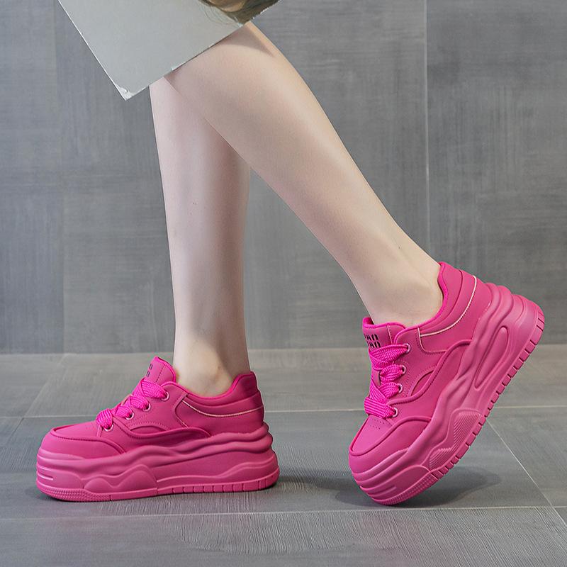 White Sneakers Women All MatchSpring Autumn New 6cm Thick Sole Fashion Sport Casual Shoes Slimming Leg Lengthening Footwear