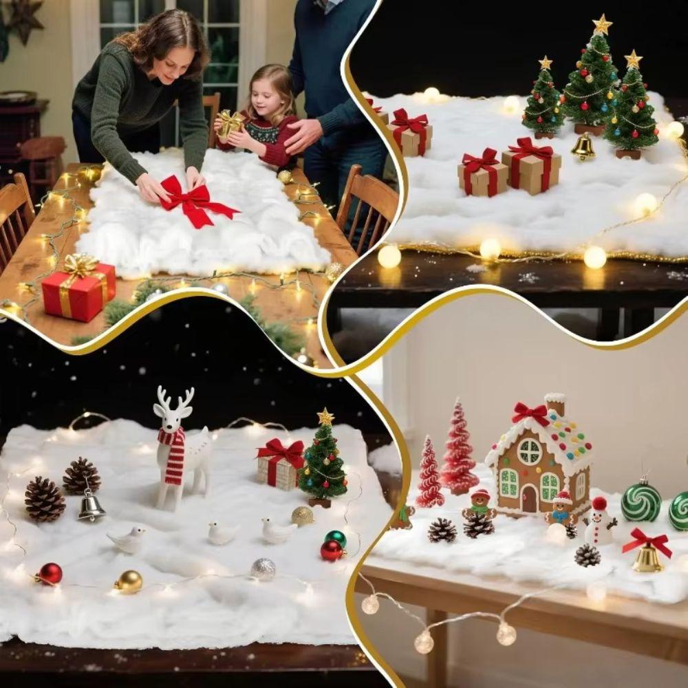 Miniature Landscapes Thick Snow Blanket Fluffy White Fake Snow Blanket Simulation Reusable Snow Roll Holiday