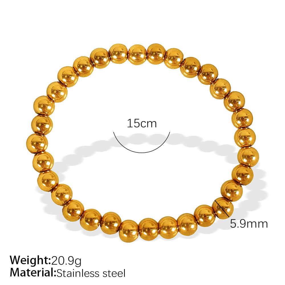 Wind Titanium Steel Ball Bracelet, Golden Women's Minimalist Style Metal Texture Round Ball Jewelry Wholesale