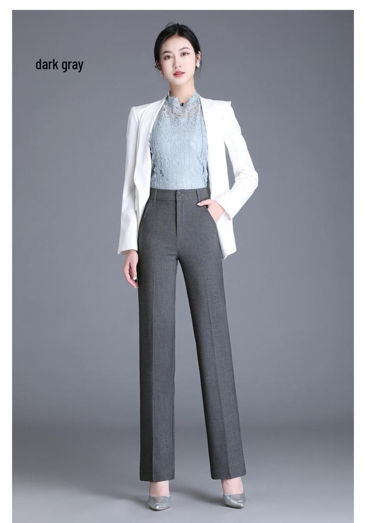 2025 Spring/Summer Women's High-Waist Cigarette Pants: Versatile Fashionable Straight-Leg Suit Trousers