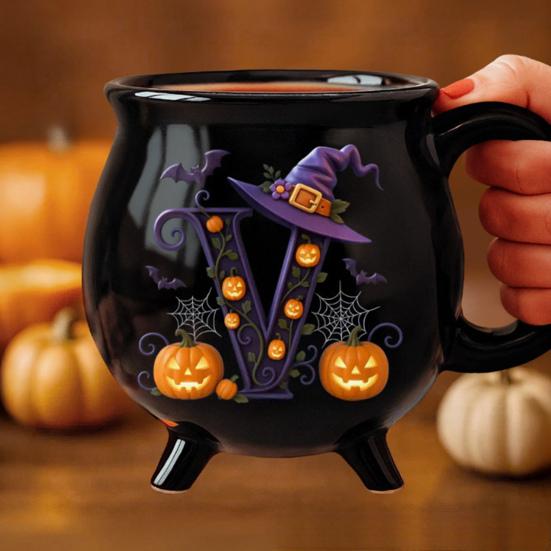 Yousheng 12oz Witch Cauldron Mug Personalized Halloween Coffee Mug Ceramic Witches Brew Tea Cup Halloween Birthday Gift for Women Besties Family
