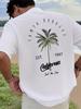 New Unisexs Vacation Coconut Tree Letter Printed Comfortable Breathable Round Neck TShirt Summer Outdoor Casual Top